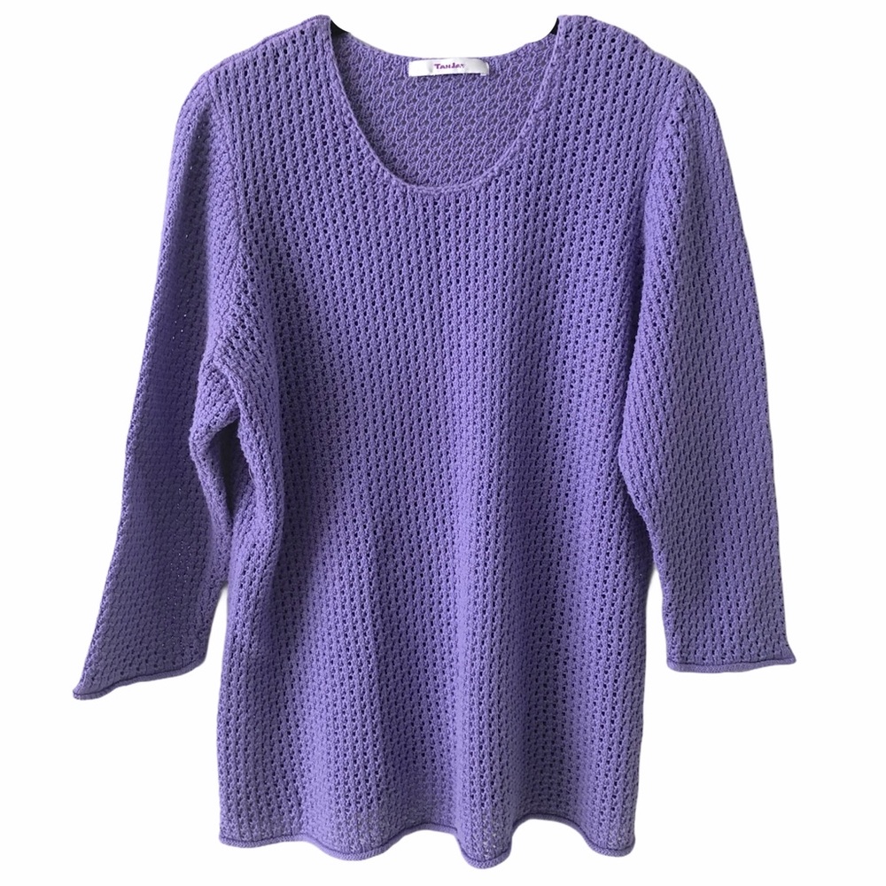 Vintage Tanjay Purple Crochet Knot Top Large